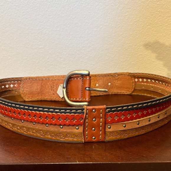 Vintage Fossil Layered Leather Belt for Women Size Medium - Picture 6 of 9
